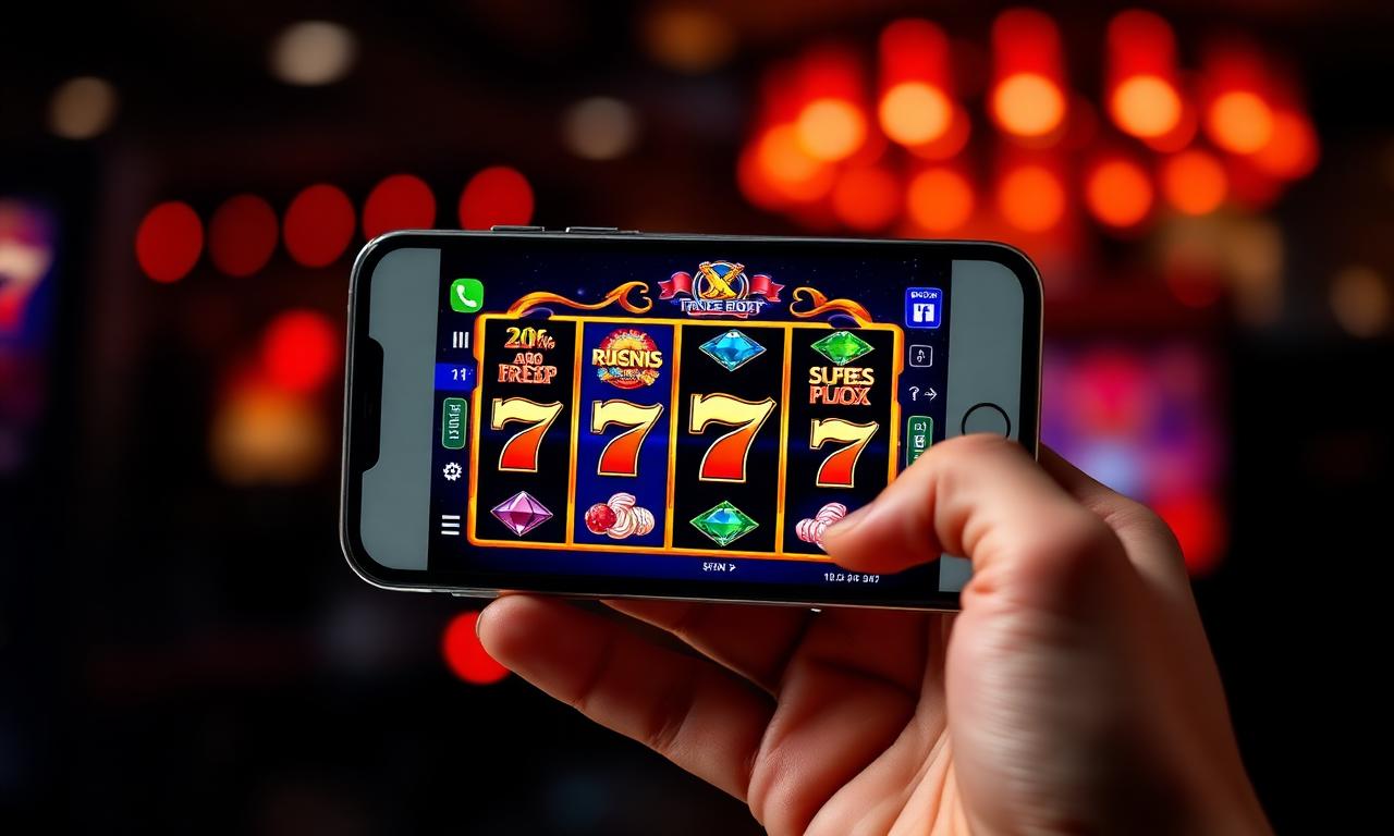 Slots of Vegas pokies lobby running on a smartphone in portrait mode
